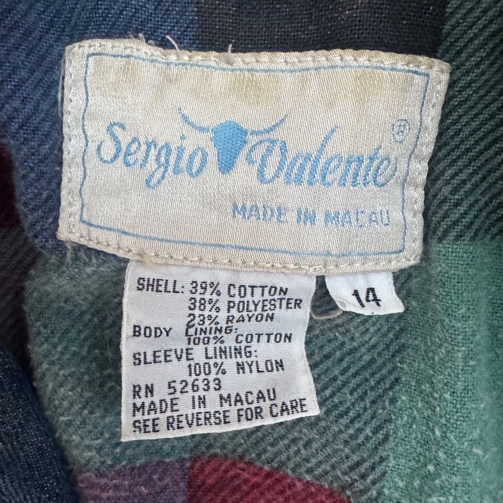 Sergio Valente Vintage‎ Denim Jacket Small Blue Plaid Lined Double Breasted 80's - Picture 4 of 6